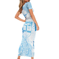 Happy Fiji Girmit Day Short Sleeve Bodycon Dress Fijian Tapa With Mandala Pattern LT05 - Polynesian Pride