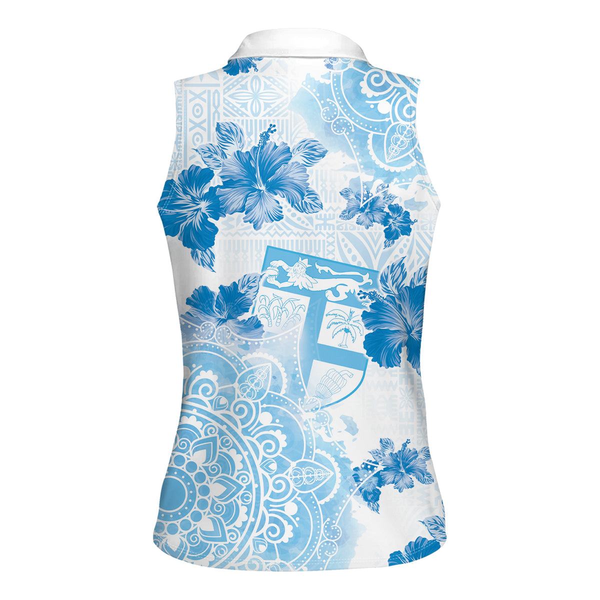 Happy Fiji Girmit Day Women Sleeveless Polo Shirt Fijian Tapa With Mandala Pattern LT05 - Polynesian Pride