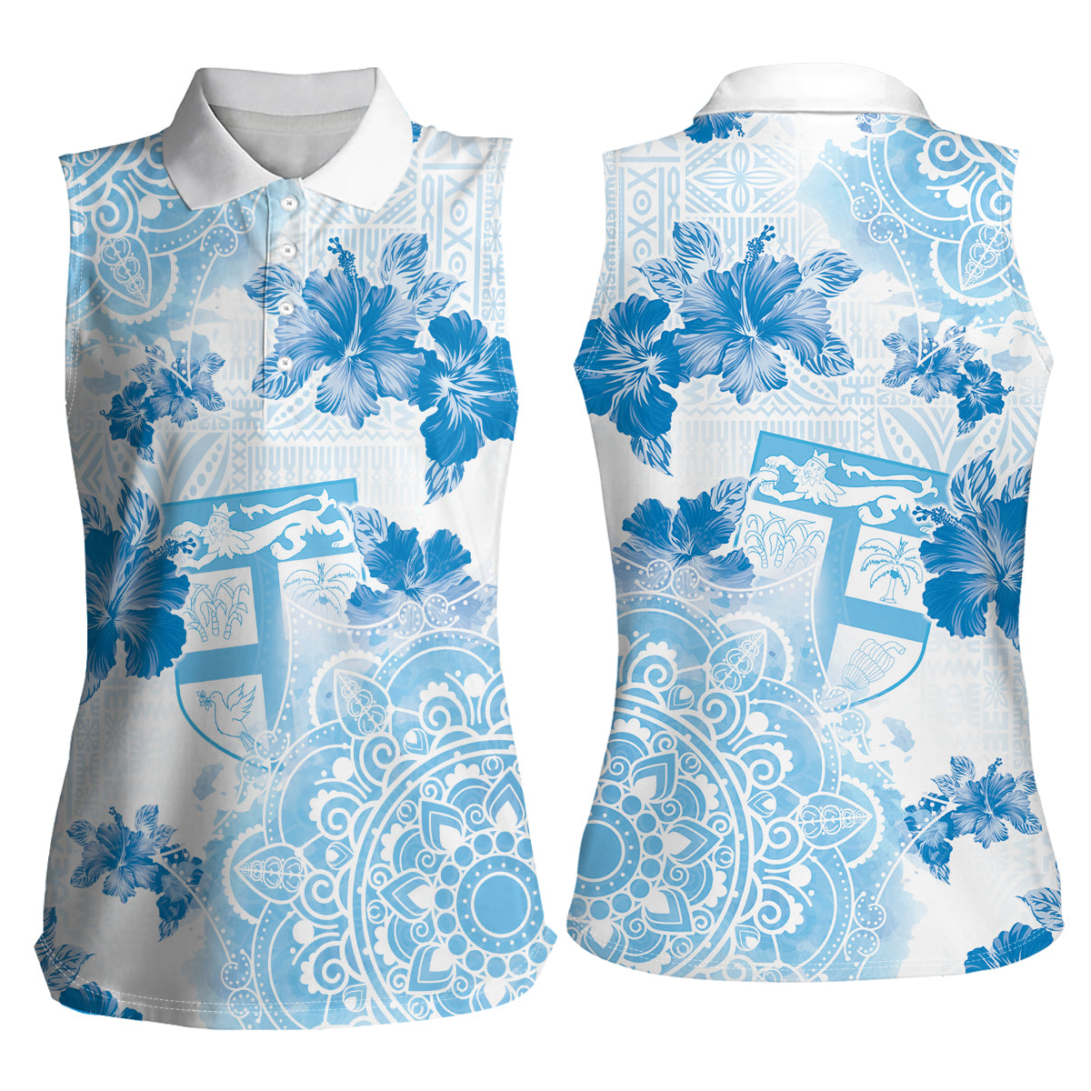Happy Fiji Girmit Day Women Sleeveless Polo Shirt Fijian Tapa With Mandala Pattern LT05 - Polynesian Pride
