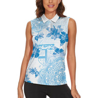 Happy Fiji Girmit Day Women Sleeveless Polo Shirt Fijian Tapa With Mandala Pattern LT05 - Polynesian Pride