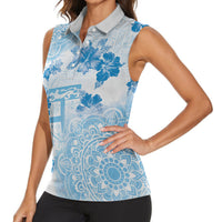 Happy Fiji Girmit Day Women Sleeveless Polo Shirt Fijian Tapa With Mandala Pattern LT05 - Polynesian Pride