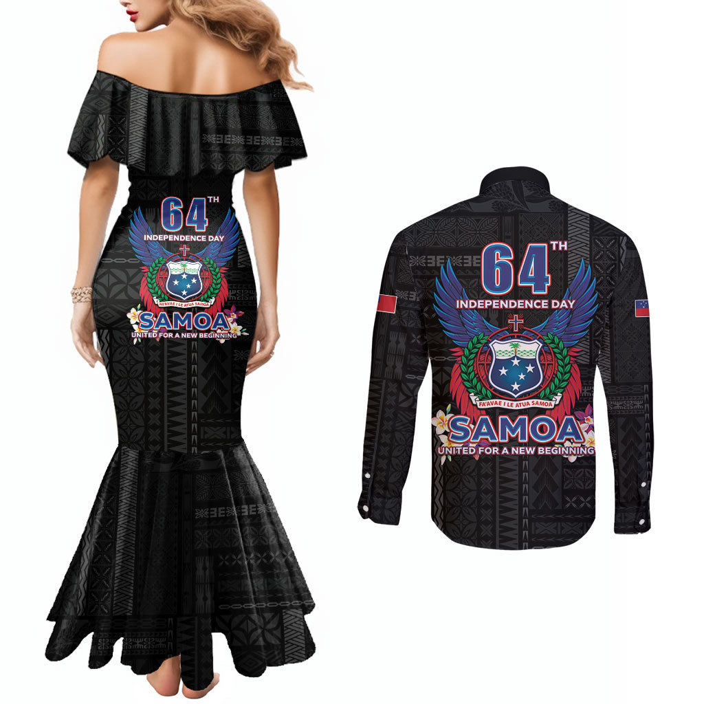 Samoa 64th Independence Anniversary Couples Matching Mermaid Dress and Long Sleeve Button Shirt