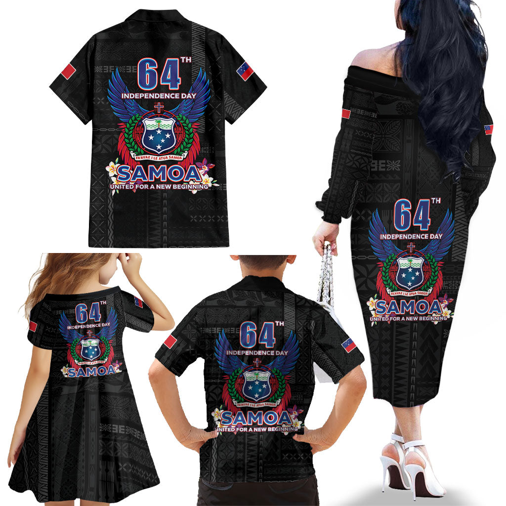 Samoa 64th Independence Anniversary Family Matching Off The Shoulder Long Sleeve Dress and Hawaiian Shirt LT05 - Polynesian Pride