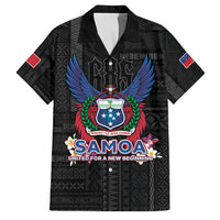 Samoa 64th Independence Anniversary Family Matching Off The Shoulder Long Sleeve Dress and Hawaiian Shirt LT05 Dad's Shirt - Short Sleeve Black - Polynesian Pride