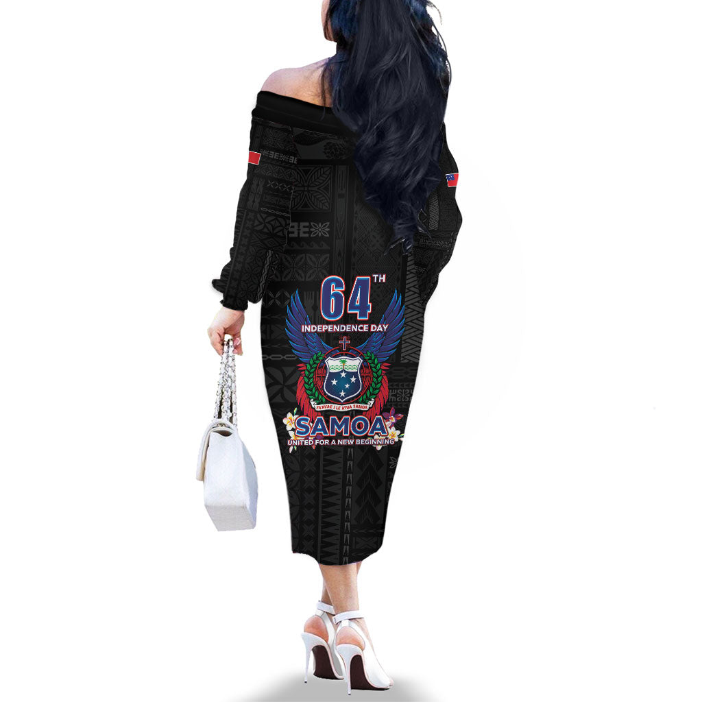 Samoa 64th Independence Anniversary Family Matching Off The Shoulder Long Sleeve Dress and Hawaiian Shirt LT05 - Polynesian Pride