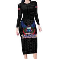Samoa 64th Independence Anniversary Long Sleeve Bodycon Dress