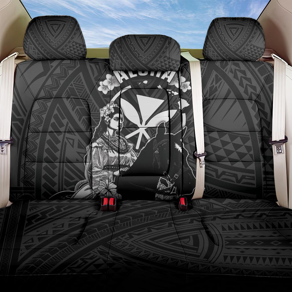 Hawaii King Kamehameha Day Parade Back Car Seat Cover With Pa'u Riders Plumeria Kakau Tribal Pattern LT05 One Size Black - Polynesian Pride