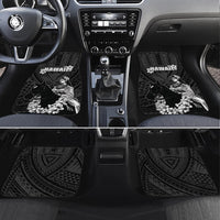 Hawaii King Kamehameha Day Parade Car Mats With Pa'u Riders Plumeria Kakau Tribal Pattern LT05 Set 4pcs Black - Polynesian Pride