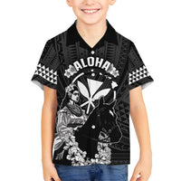 Hawaii King Kamehameha Day Parade Family Matching Long Sleeve Bodycon Dress and Hawaiian Shirt With Pa'u Riders Plumeria Kakau Tribal Pattern LT05 Son's Shirt Black - Polynesian Pride