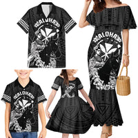 Hawaii King Kamehameha Day Parade Family Matching Mermaid Dress and Hawaiian Shirt With Pa'u Riders Plumeria Kakau Tribal Pattern LT05 - Polynesian Pride