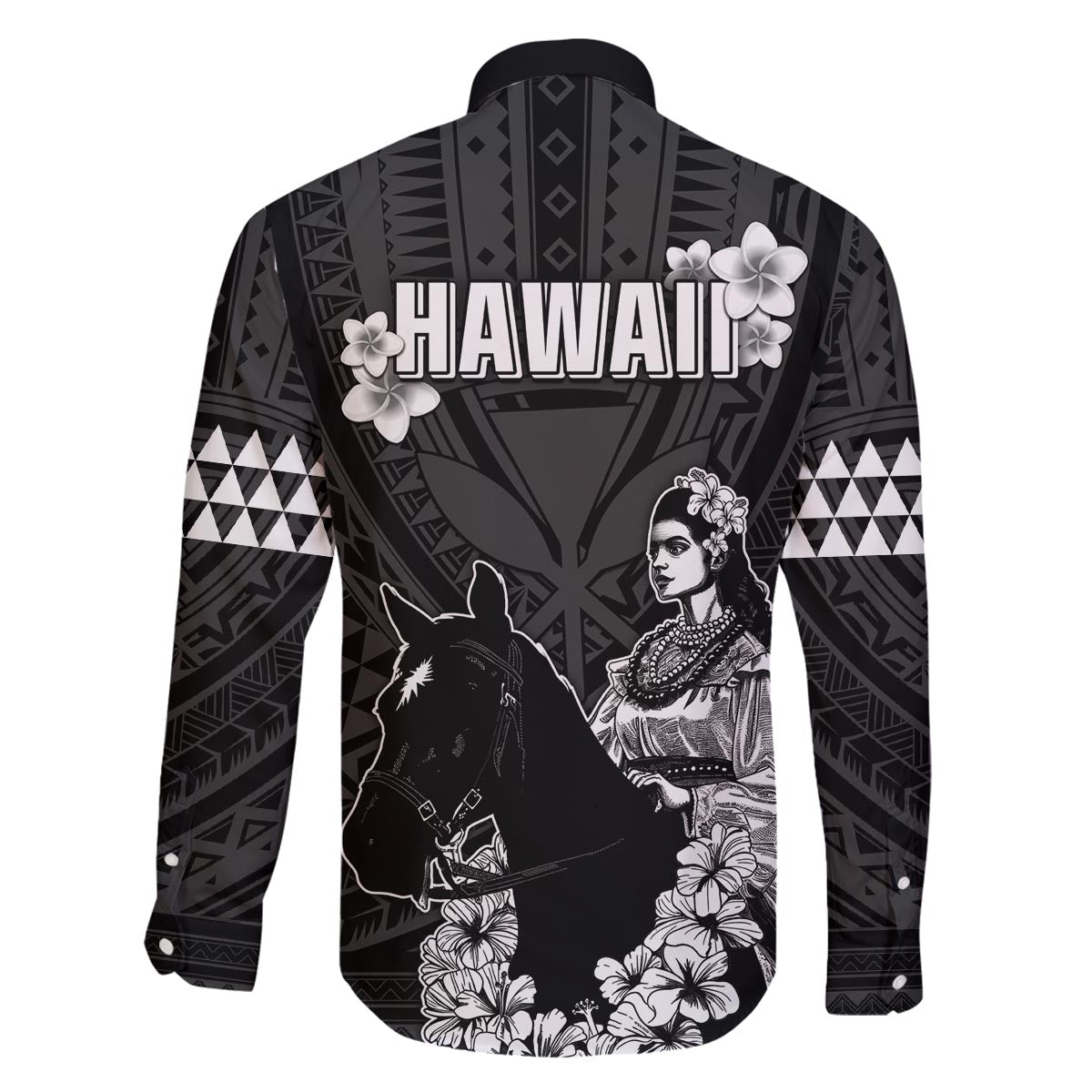 Hawaii King Kamehameha Day Parade Family Matching Off The Shoulder Long Sleeve Dress and Hawaiian Shirt With Pa'u Riders Plumeria Kakau Tribal Pattern LT05 - Polynesian Pride