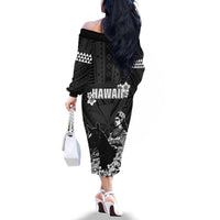 Hawaii King Kamehameha Day Parade Family Matching Off The Shoulder Long Sleeve Dress and Hawaiian Shirt With Pa'u Riders Plumeria Kakau Tribal Pattern LT05 - Polynesian Pride