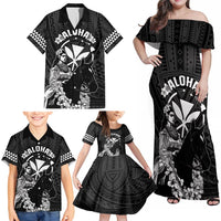 Hawaii King Kamehameha Day Parade Family Matching Off Shoulder Maxi Dress and Hawaiian Shirt With Pa'u Riders Plumeria Kakau Tribal Pattern LT05 - Polynesian Pride