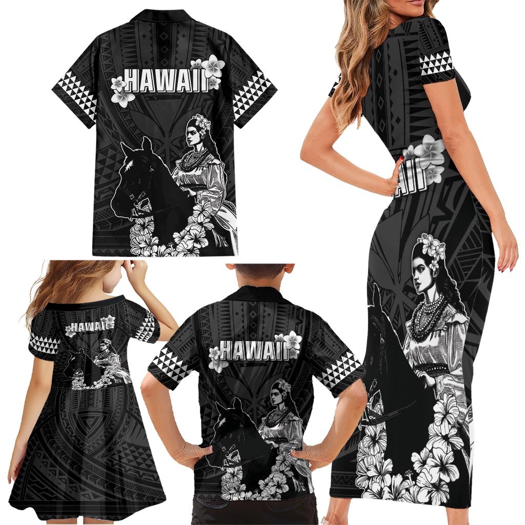 Hawaii King Kamehameha Day Parade Family Matching Short Sleeve Bodycon Dress and Hawaiian Shirt With Pa'u Riders Plumeria Kakau Tribal Pattern LT05 - Polynesian Pride