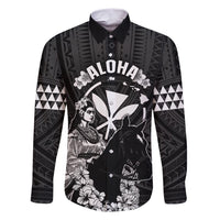 Hawaii King Kamehameha Day Parade Family Matching Short Sleeve Bodycon Dress and Hawaiian Shirt With Pa'u Riders Plumeria Kakau Tribal Pattern LT05 Dad's Shirt - Long Sleeve Black - Polynesian Pride