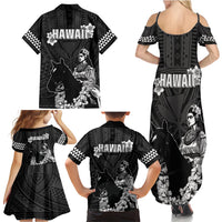 Hawaii King Kamehameha Day Parade Family Matching Summer Maxi Dress and Hawaiian Shirt With Pa'u Riders Plumeria Kakau Tribal Pattern LT05 - Polynesian Pride