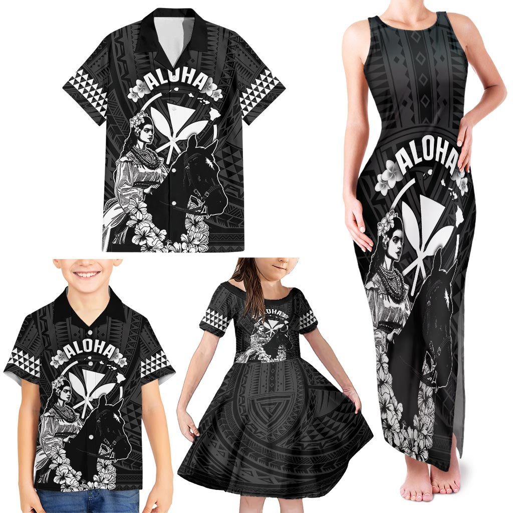 Hawaii King Kamehameha Day Parade Family Matching Tank Maxi Dress and Hawaiian Shirt With Pa'u Riders Plumeria Kakau Tribal Pattern LT05 - Polynesian Pride