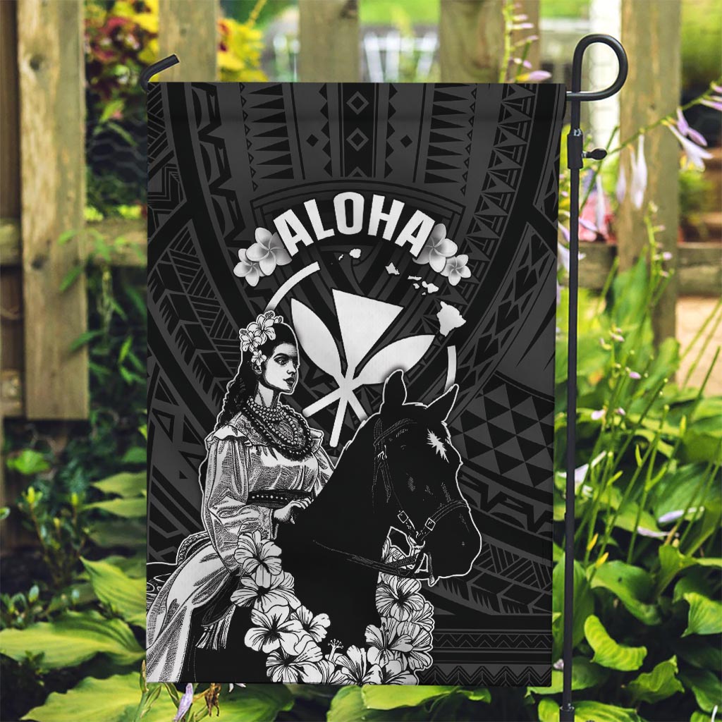 Hawaii King Kamehameha Day Parade Garden Flag With Pa'u Riders Plumeria Kakau Tribal Pattern LT05 Garden Flag Black - Polynesian Pride