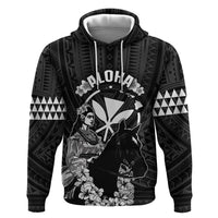Hawaii King Kamehameha Day Parade Hoodie With Pa'u Riders Plumeria Kakau Tribal Pattern LT05 Pullover Hoodie Black - Polynesian Pride