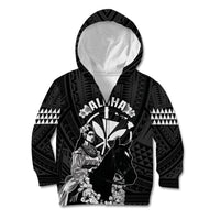 Hawaii King Kamehameha Day Parade Kid Hoodie With Pa'u Riders Plumeria Kakau Tribal Pattern LT05 Zip Hoodie Black - Polynesian Pride