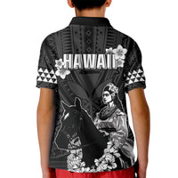 Hawaii King Kamehameha Day Parade Kid Polo Shirt With Pa'u Riders Plumeria Kakau Tribal Pattern LT05 - Polynesian Pride