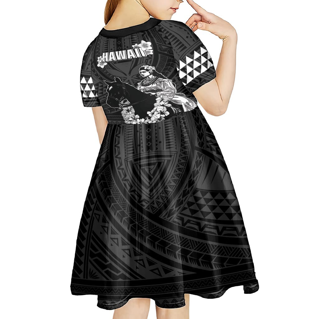 Hawaii King Kamehameha Day Parade Kid Short Sleeve Dress With Pa'u Riders Plumeria Kakau Tribal Pattern LT05 - Polynesian Pride