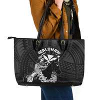 Hawaii King Kamehameha Day Parade Leather Tote Bag With Pa'u Riders Plumeria Kakau Tribal Pattern LT05 - Polynesian Pride