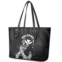 Hawaii King Kamehameha Day Parade Leather Tote Bag With Pa'u Riders Plumeria Kakau Tribal Pattern LT05 - Polynesian Pride