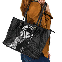Hawaii King Kamehameha Day Parade Leather Tote Bag With Pa'u Riders Plumeria Kakau Tribal Pattern LT05 - Polynesian Pride