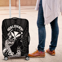 Hawaii King Kamehameha Day Parade Luggage Cover With Pa'u Riders Plumeria Kakau Tribal Pattern LT05 Black - Polynesian Pride