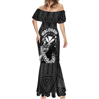 Hawaii King Kamehameha Day Parade Mermaid Dress With Pa'u Riders Plumeria Kakau Tribal Pattern LT05 - Polynesian Pride