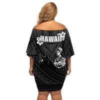 Hawaii King Kamehameha Day Parade Off Shoulder Short Dress With Pa'u Riders Plumeria Kakau Tribal Pattern LT05 - Polynesian Pride