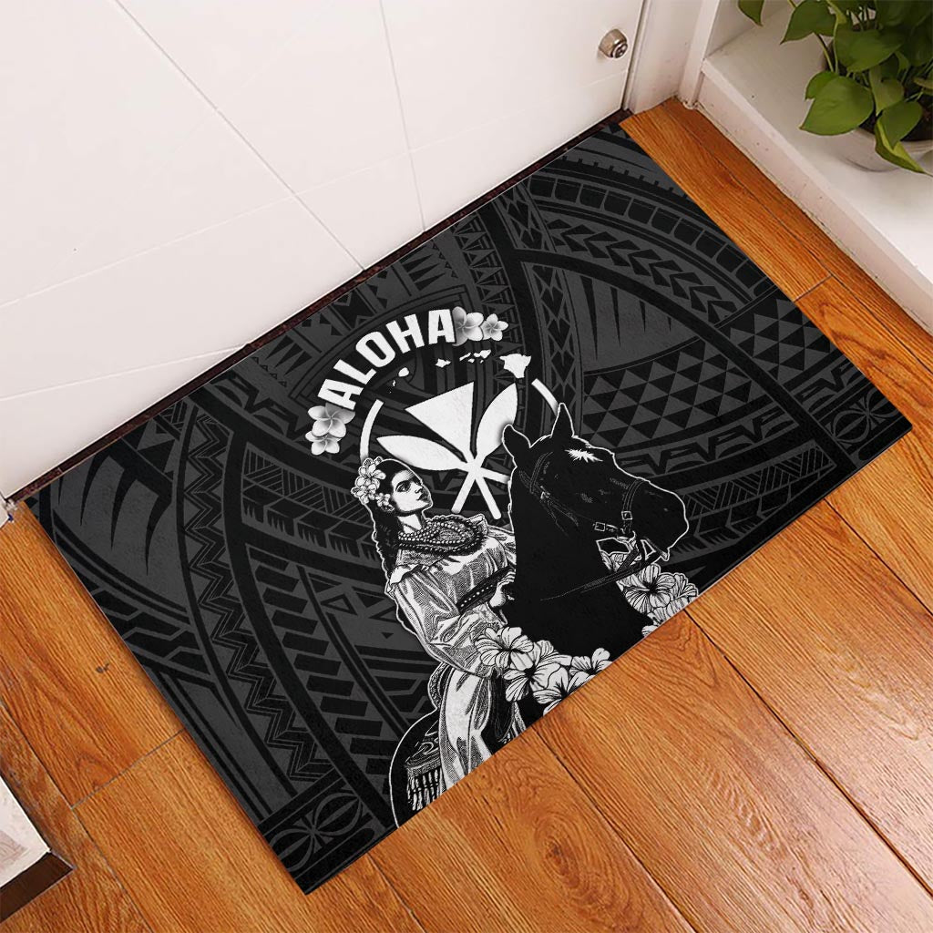 Hawaii King Kamehameha Day Parade Rubber Doormat With Pa'u Riders Plumeria Kakau Tribal Pattern LT05 - Polynesian Pride