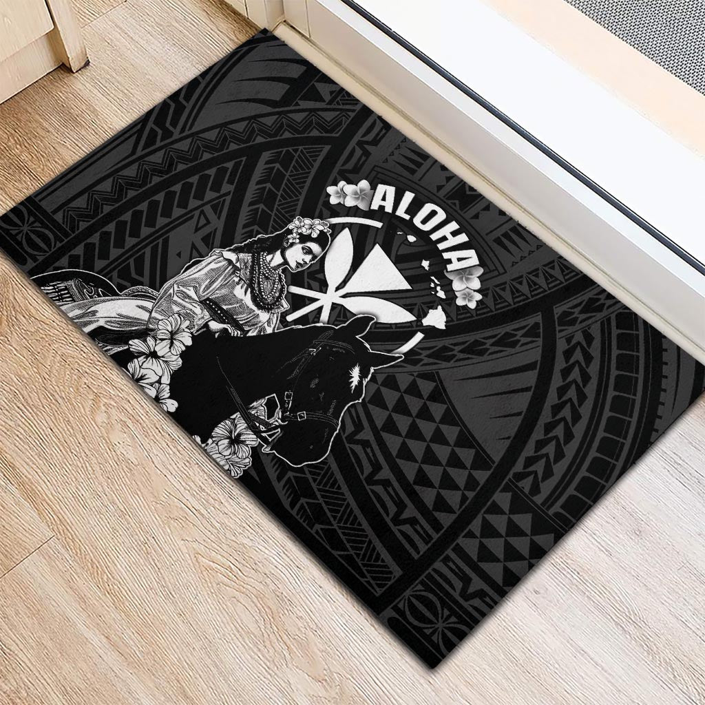 Hawaii King Kamehameha Day Parade Rubber Doormat With Pa'u Riders Plumeria Kakau Tribal Pattern LT05 - Polynesian Pride