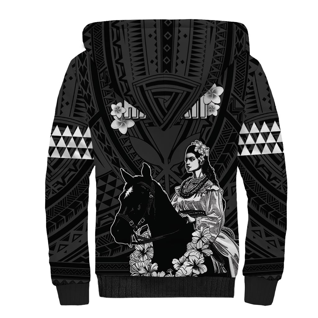 Hawaii King Kamehameha Day Parade Sherpa Hoodie With Pa'u Riders Plumeria Kakau Tribal Pattern LT05 - Polynesian Pride