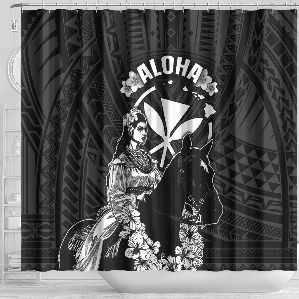 Hawaii King Kamehameha Day Parade Shower Curtain With Pa'u Riders Plumeria Kakau Tribal Pattern LT05 - Polynesian Pride