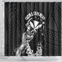 Hawaii King Kamehameha Day Parade Shower Curtain With Pa'u Riders Plumeria Kakau Tribal Pattern LT05 - Polynesian Pride
