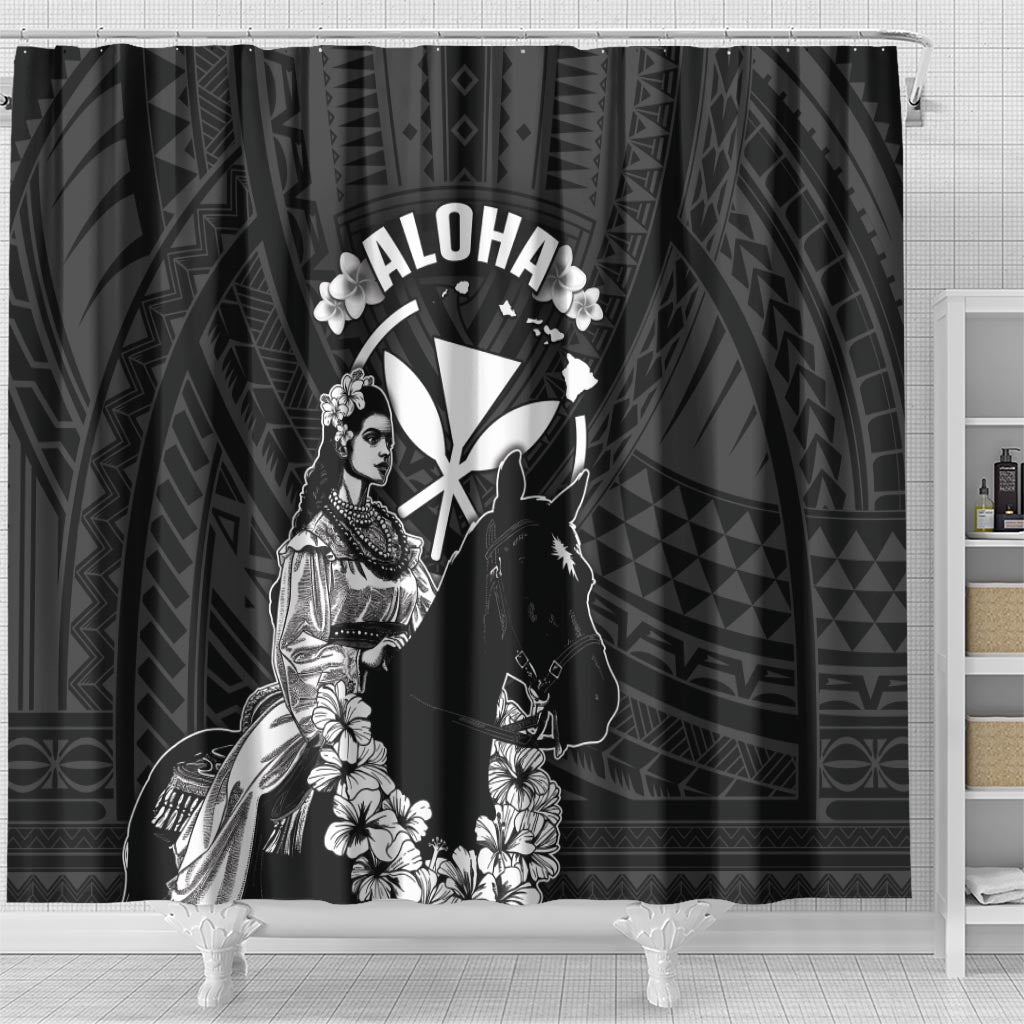 Hawaii King Kamehameha Day Parade Shower Curtain With Pa'u Riders Plumeria Kakau Tribal Pattern LT05 - Polynesian Pride