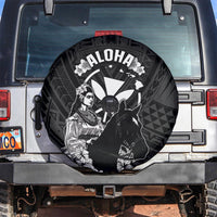 Hawaii King Kamehameha Day Parade Spare Tire Cover With Pa'u Riders Plumeria Kakau Tribal Pattern LT05 Black - Polynesian Pride