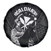 Hawaii King Kamehameha Day Parade Spare Tire Cover With Pa'u Riders Plumeria Kakau Tribal Pattern LT05 - Polynesian Pride