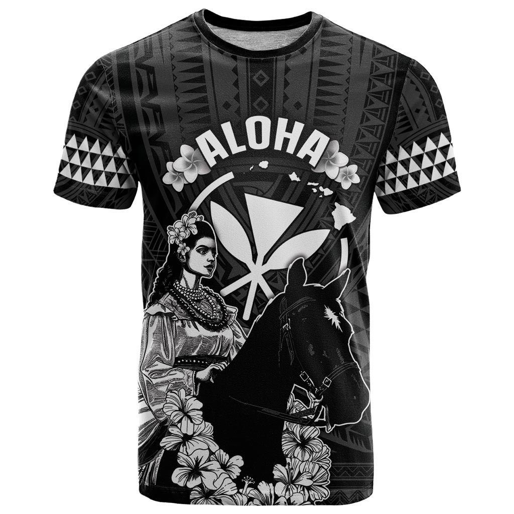Hawaii King Kamehameha Day Parade T Shirt With Pa'u Riders Plumeria Kakau Tribal Pattern LT05 Black - Polynesian Pride
