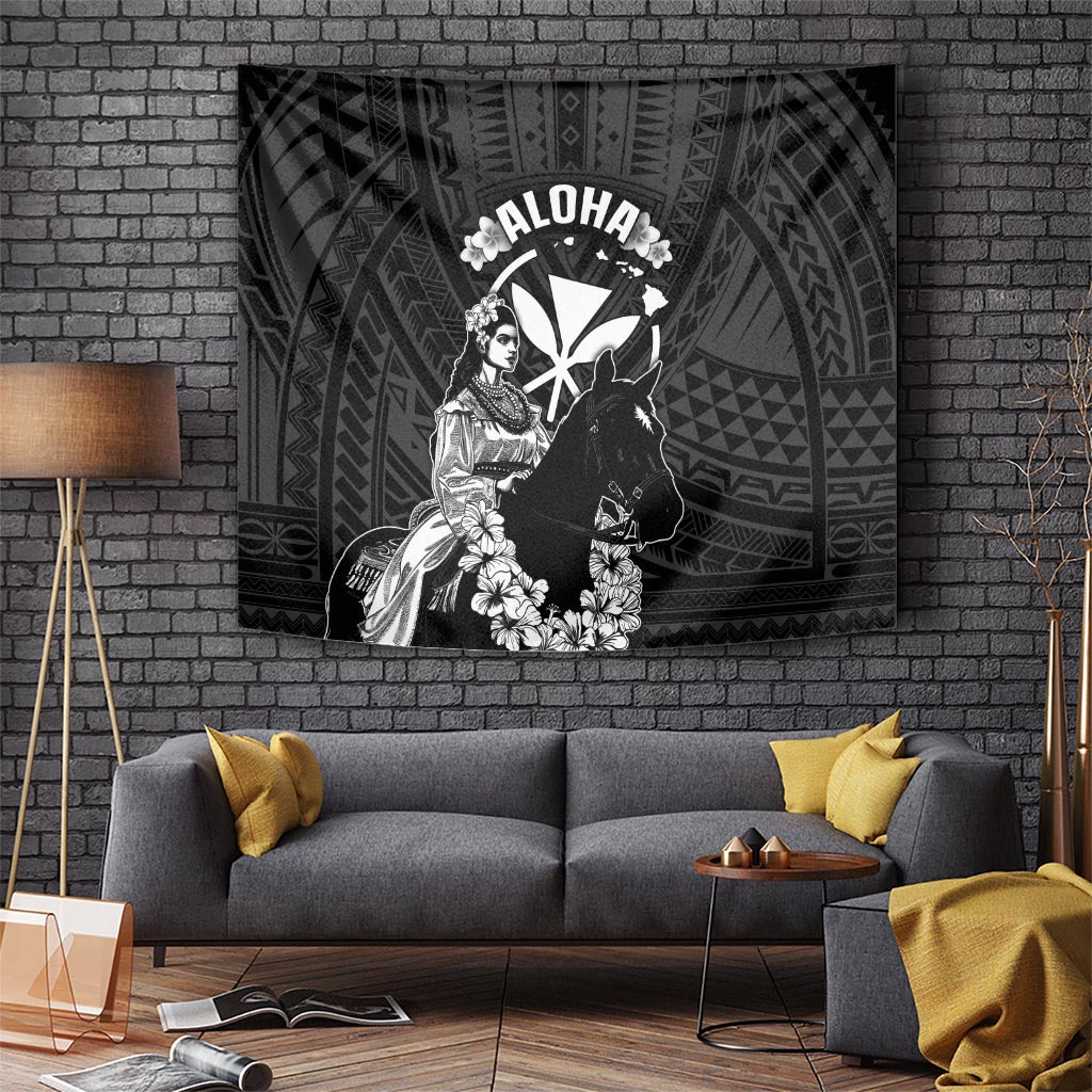 Hawaii King Kamehameha Day Parade Tapestry With Pa'u Riders Plumeria Kakau Tribal Pattern LT05 - Polynesian Pride