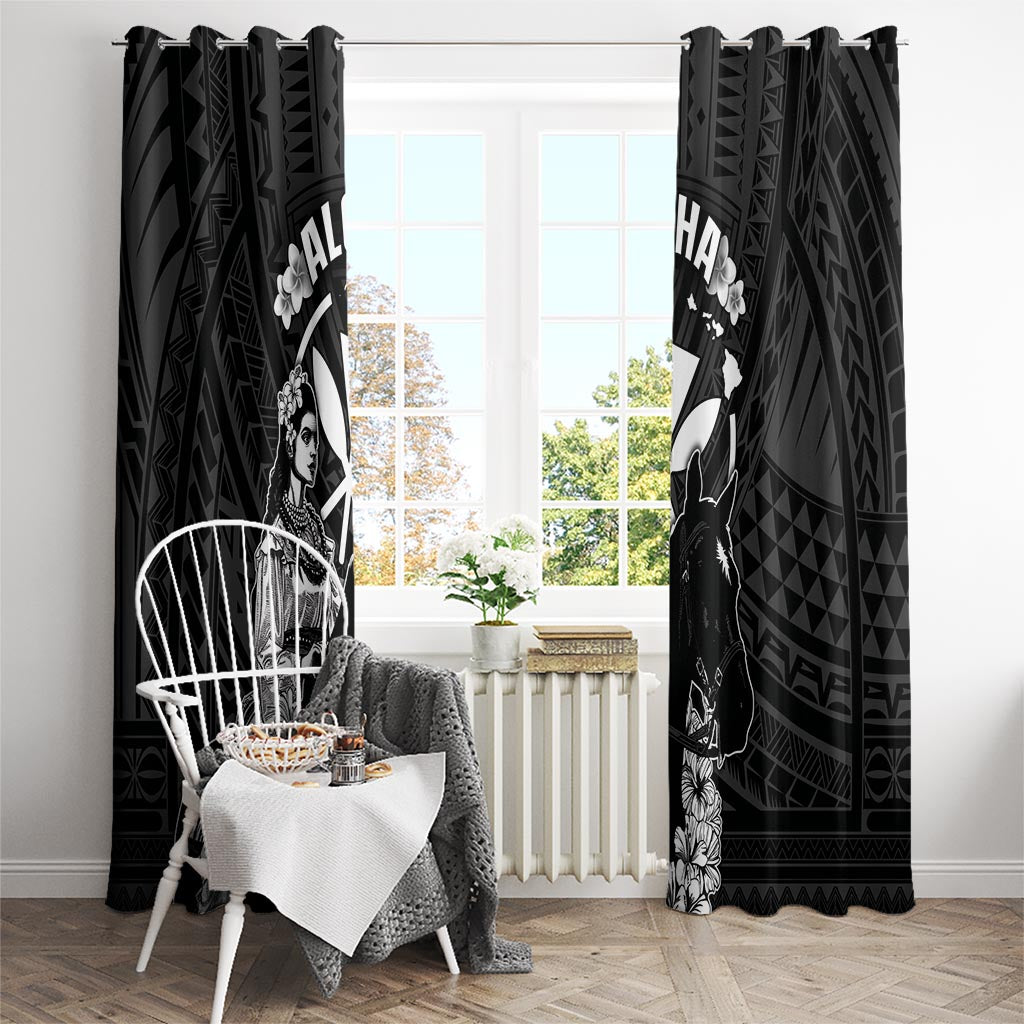 Hawaii King Kamehameha Day Parade Window Curtain With Pa'u Riders Plumeria Kakau Tribal Pattern