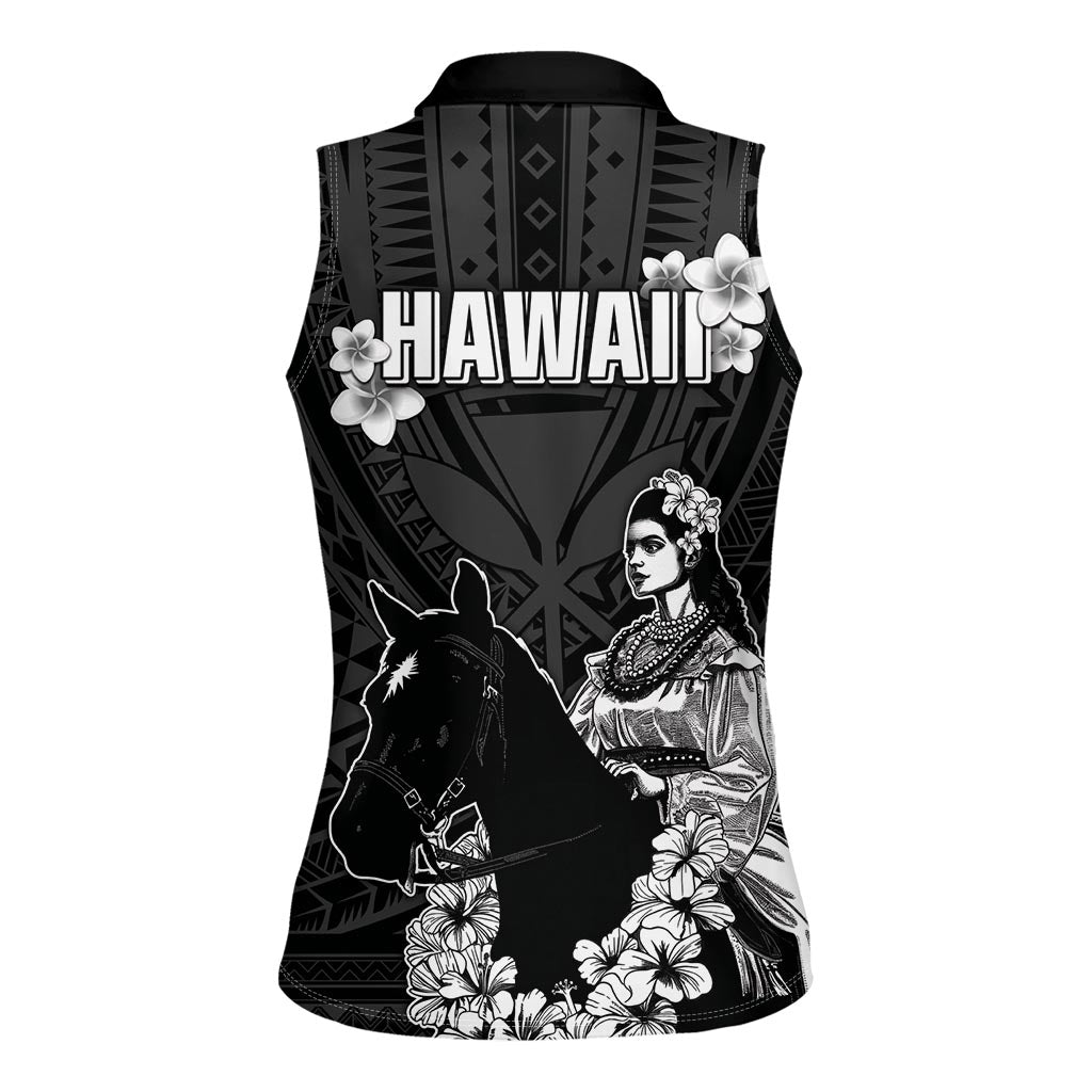 Hawaii King Kamehameha Day Parade Women Sleeveless Polo Shirt With Pa'u Riders Plumeria Kakau Tribal Pattern LT05 - Polynesian Pride