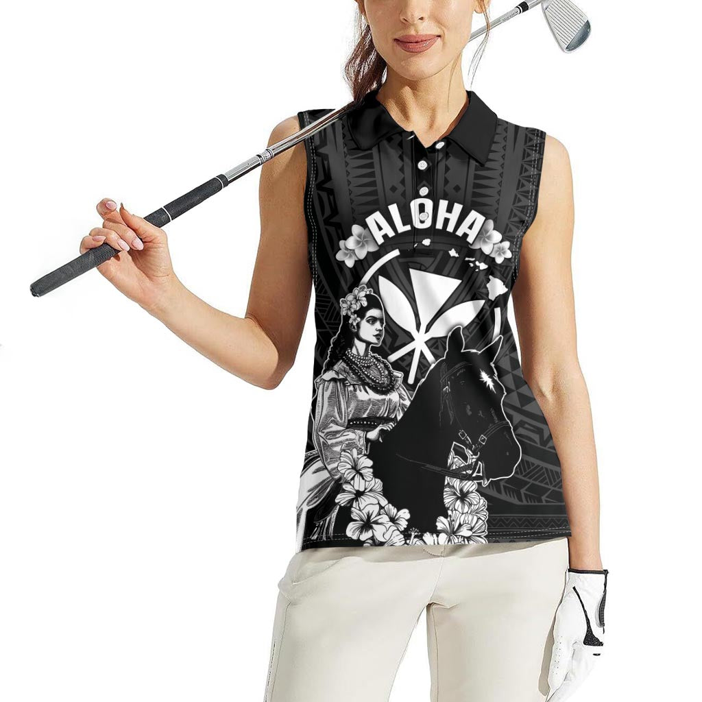 Hawaii King Kamehameha Day Parade Women Sleeveless Polo Shirt With Pa'u Riders Plumeria Kakau Tribal Pattern LT05 - Polynesian Pride
