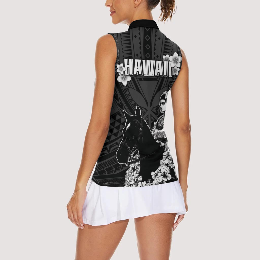 Hawaii King Kamehameha Day Parade Women Sleeveless Polo Shirt With Pa'u Riders Plumeria Kakau Tribal Pattern LT05 - Polynesian Pride