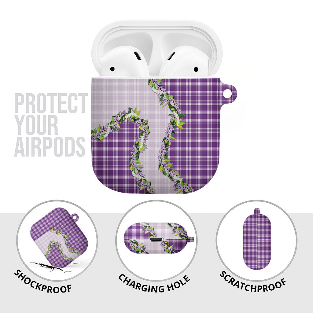 Violet Hawaii Palaka AirPods Case Maile Pikake Honohono Orchid Lei