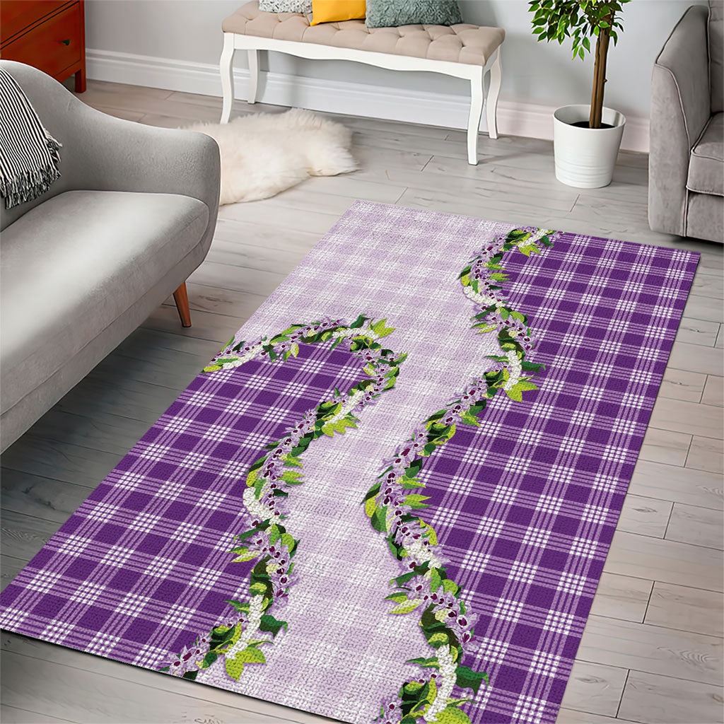 Violet Hawaii Palaka Area Rug Maile Pikake Honohono Orchid Lei LT05 - Polynesian Pride