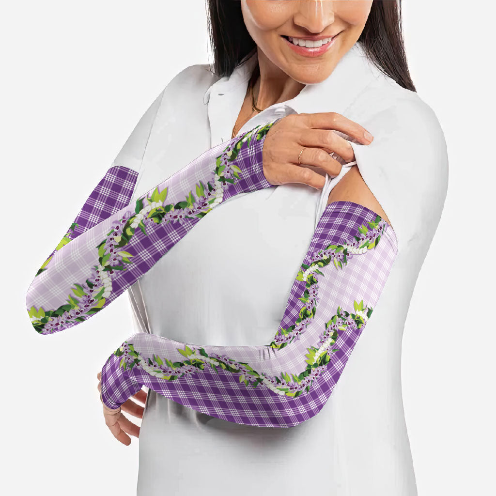 Violet Hawaii Palaka Arm Sleeves Maile Pikake Honohono Orchid Lei LT05 - Polynesian Pride
