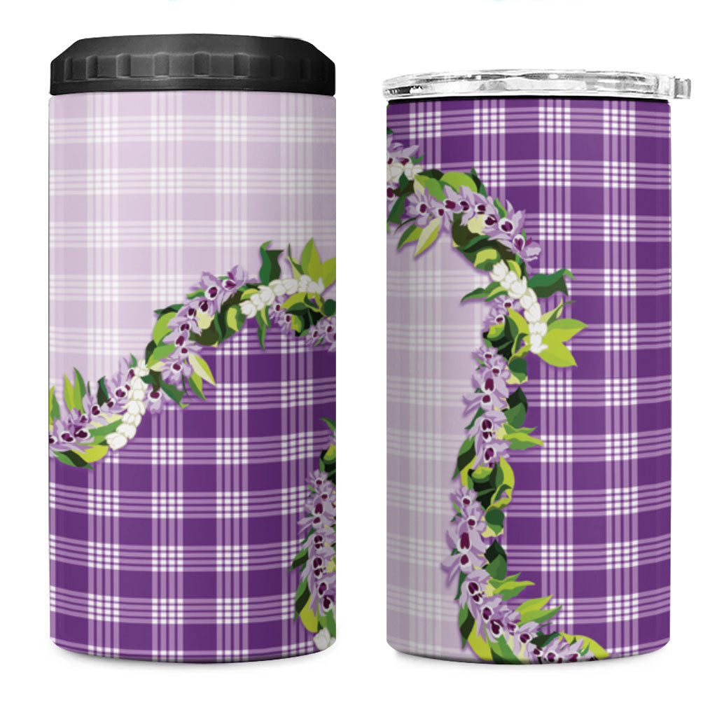 Violet Hawaii Palaka 4 in 1 Can Cooler Tumbler Maile Pikake Honohono Orchid Lei LT05 One Size: 16 oz Violet - Polynesian Pride